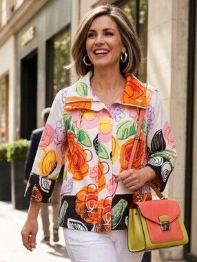 🎨 Vibrant Art to Wear Grapphic Jacket Size Med